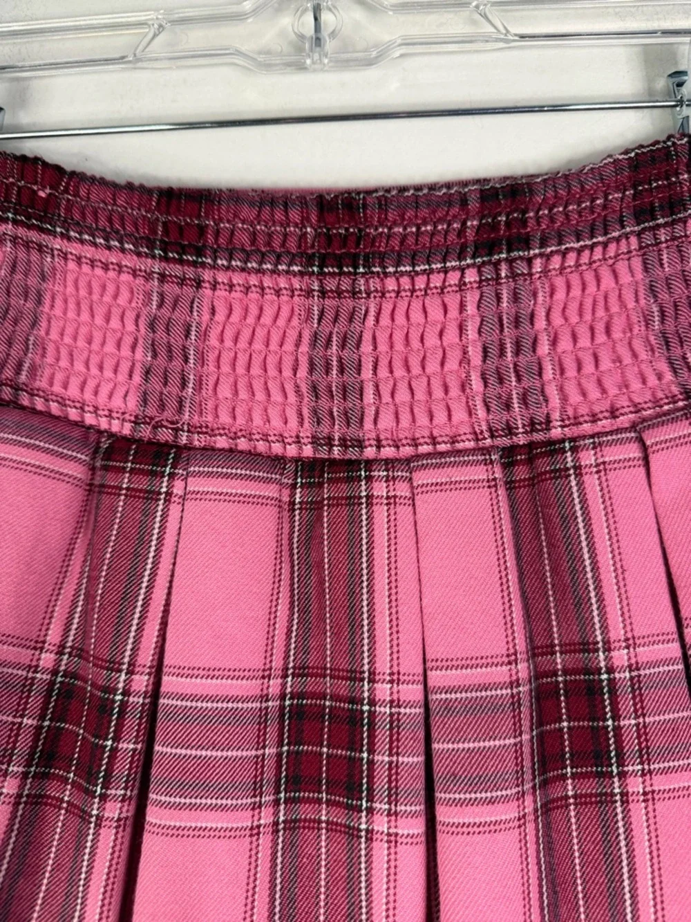 Justice Pink Plaid Pleated Skater Skirt